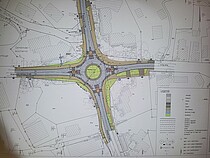 Plan eines Kreisverkehres und einer Ampelkreuzung