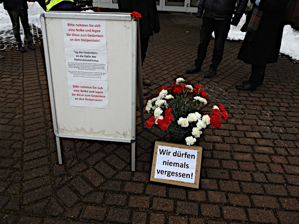 Nelken zur Ablage am Stolperstein