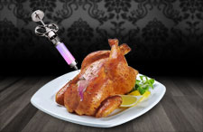 Mit Antibiotika "versorgtes" Brathähnchen Antibiotika zur Mast im Tierfutter