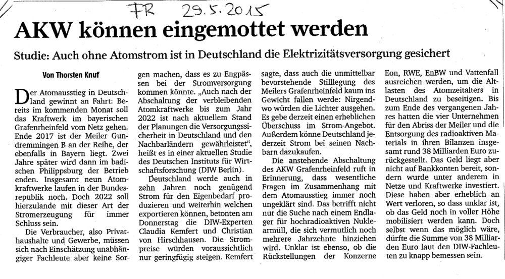 Artikel aus der FR vom 29.05.2015